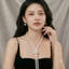 N828 dây chuyền hạt ngọc trai nhân tạo áo dài 8mm Phụ kiện trang sức ngọc nhân tạo đá chuỗi ngọc nhân tạo đá