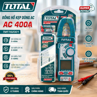 Ampe Kìm Đo Dòng AC Kỹ Thuật Số TOTAL TMT762001 – True RMS 400A, Đo Chính Xác, Chính Hãng
