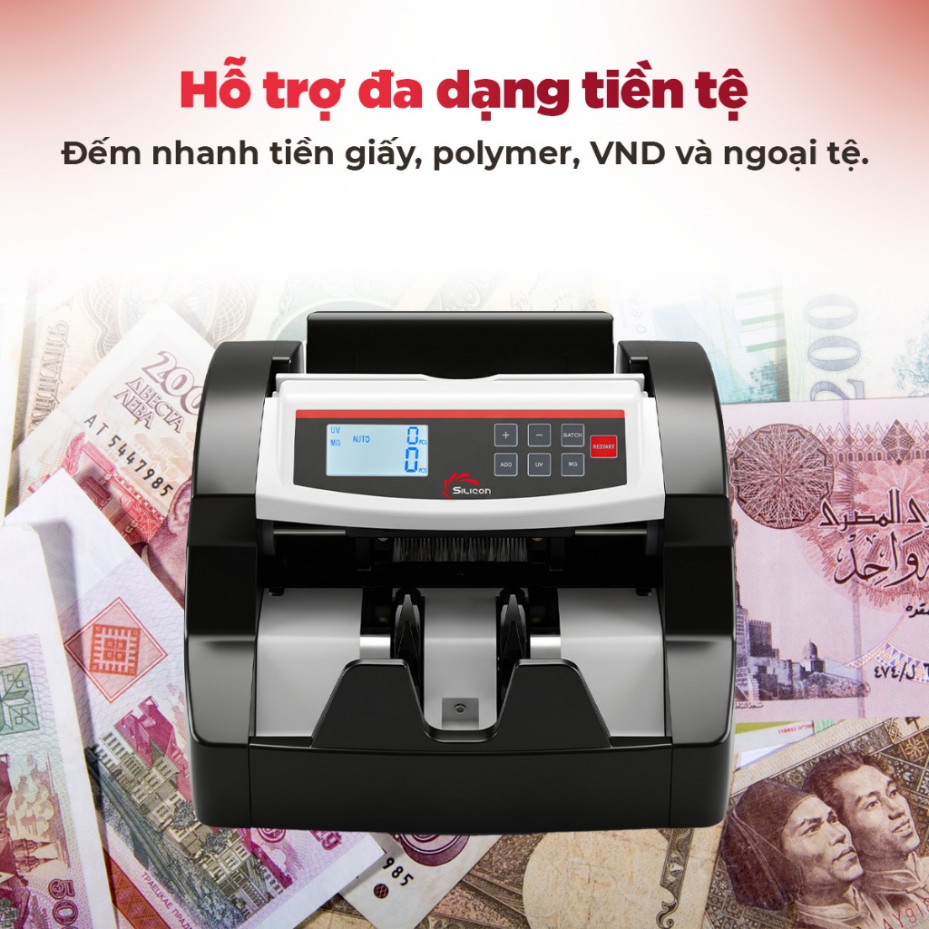 Máy đếm tiền cao cấp Silicon MC-2700 - Hàng Chính hãng bảo hành 12 tháng