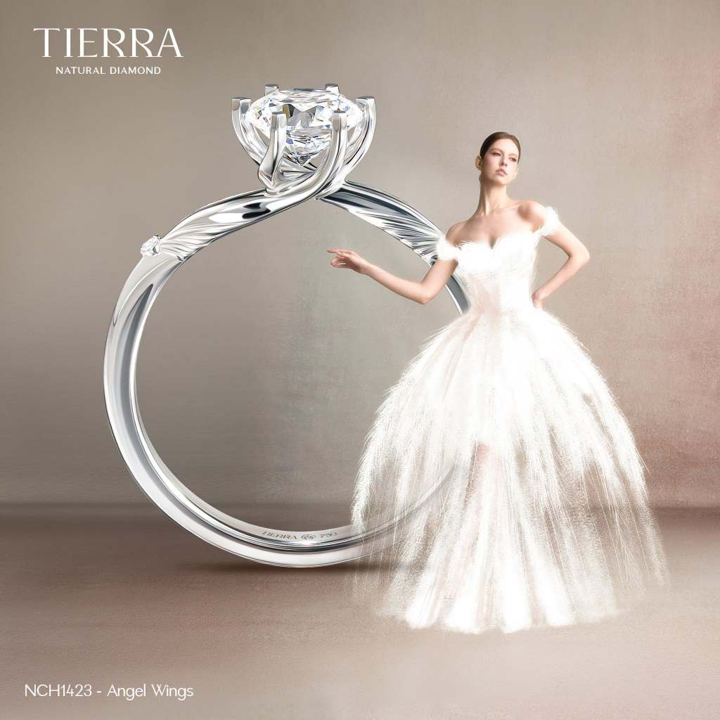 [CHAT TRƯỚC KHI ĐẶT] Nhẫn cầu hôn Angel Wings NCH1423 Vàng 14K/ 18K Thiết Kế Thanh Lịch Cho Nàng, Nhẫn Hẹn Ước
