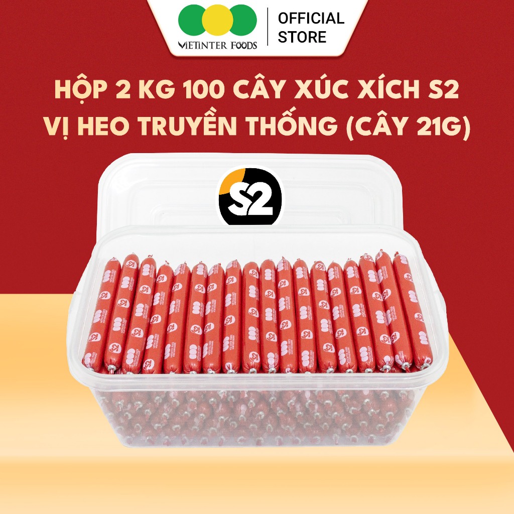 Hộp 100 Cây Xúc Xích Dinh Dưỡng S2 Vietinter Foods (Cây 21g)