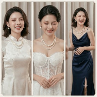 [ DAISYN ] N524 Choker , dây chuyền mang áo dài , dây chuyền cưới hạt Ngọc hạt trai 2 sợi sang trọng cho nữ