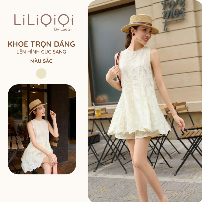 Set Đồ Bộ Thiết Kế Sát Nách Với Chất Tơ Mềm Mại Giúp Che Khuyết Điểm Phù Hợp Với Nhiều Dịp LiLiQiQi by LeeGi- AQ05