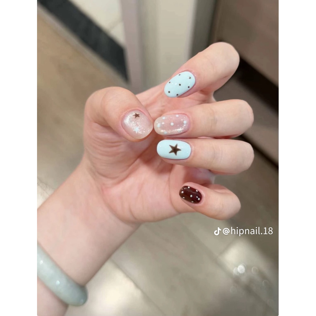 [size M] NAIL BOX xanh tiffani phối sao mắt mèo cực hot cá tính dễ thương năng động tiểu thư from ovan ( size M)
