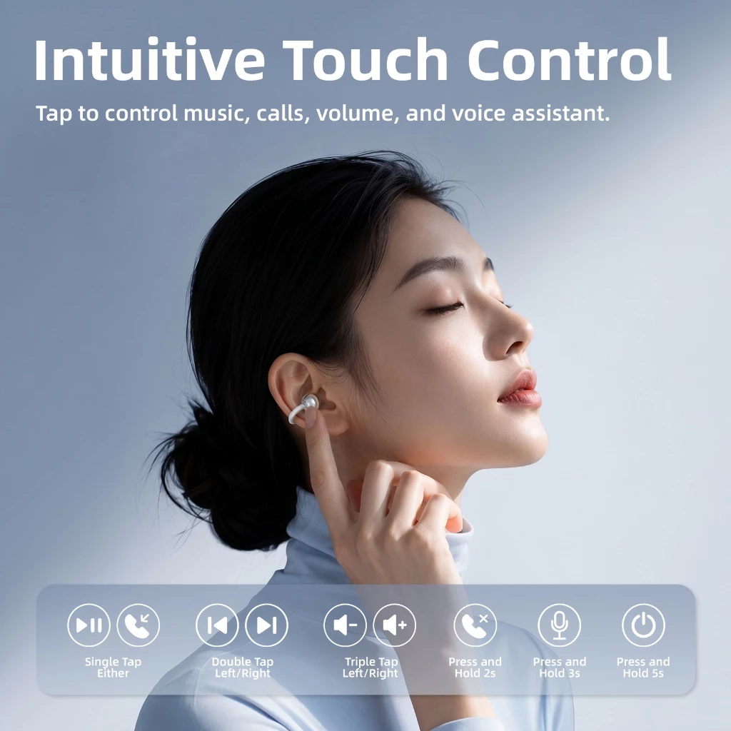 Tai Nghe Bluetooth 5.3 Dạng Kẹp GOOJODOQ Không Đau Tai, Nghe Được Âm Thanh Xung Quanh, Pin 6 Giờ