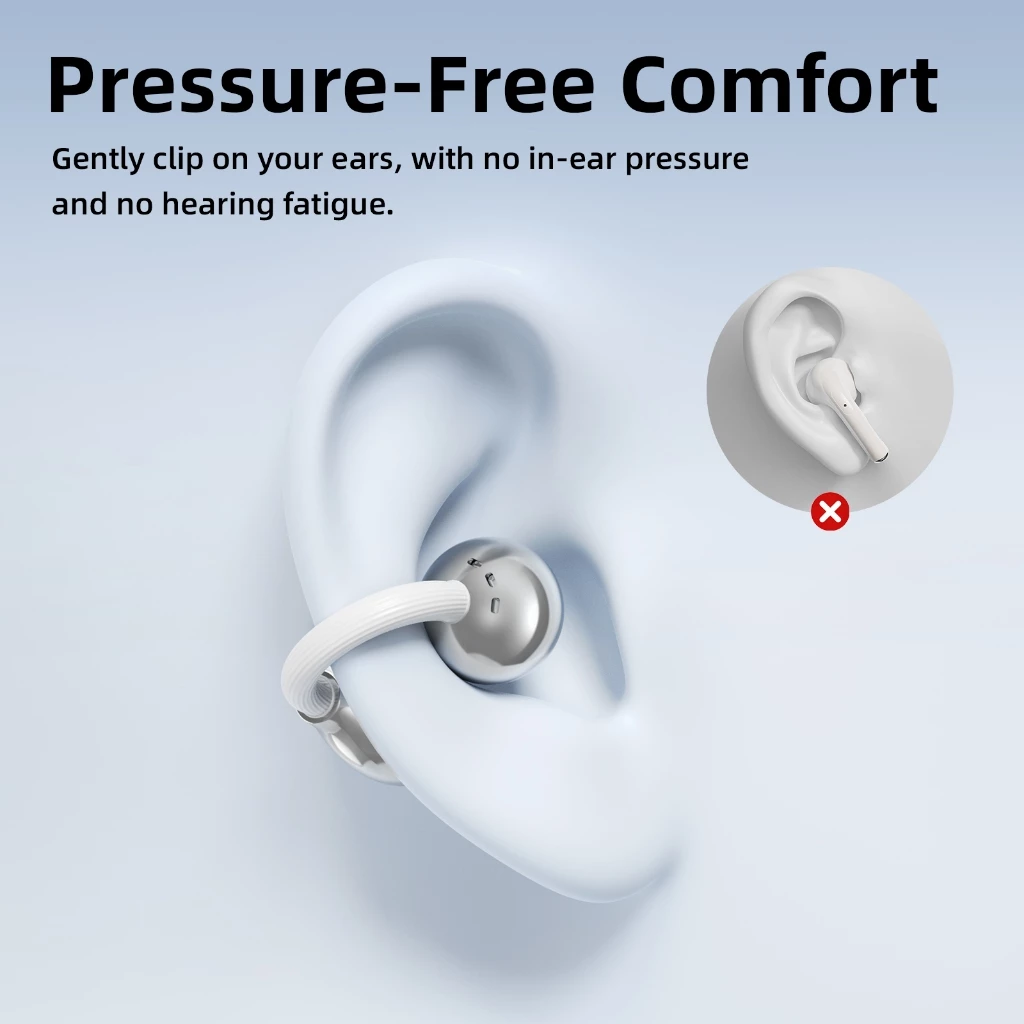 Tai Nghe Bluetooth 5.3 Dạng Kẹp GOOJODOQ Không Đau Tai, Nghe Được Âm Thanh Xung Quanh, Pin 6 Giờ