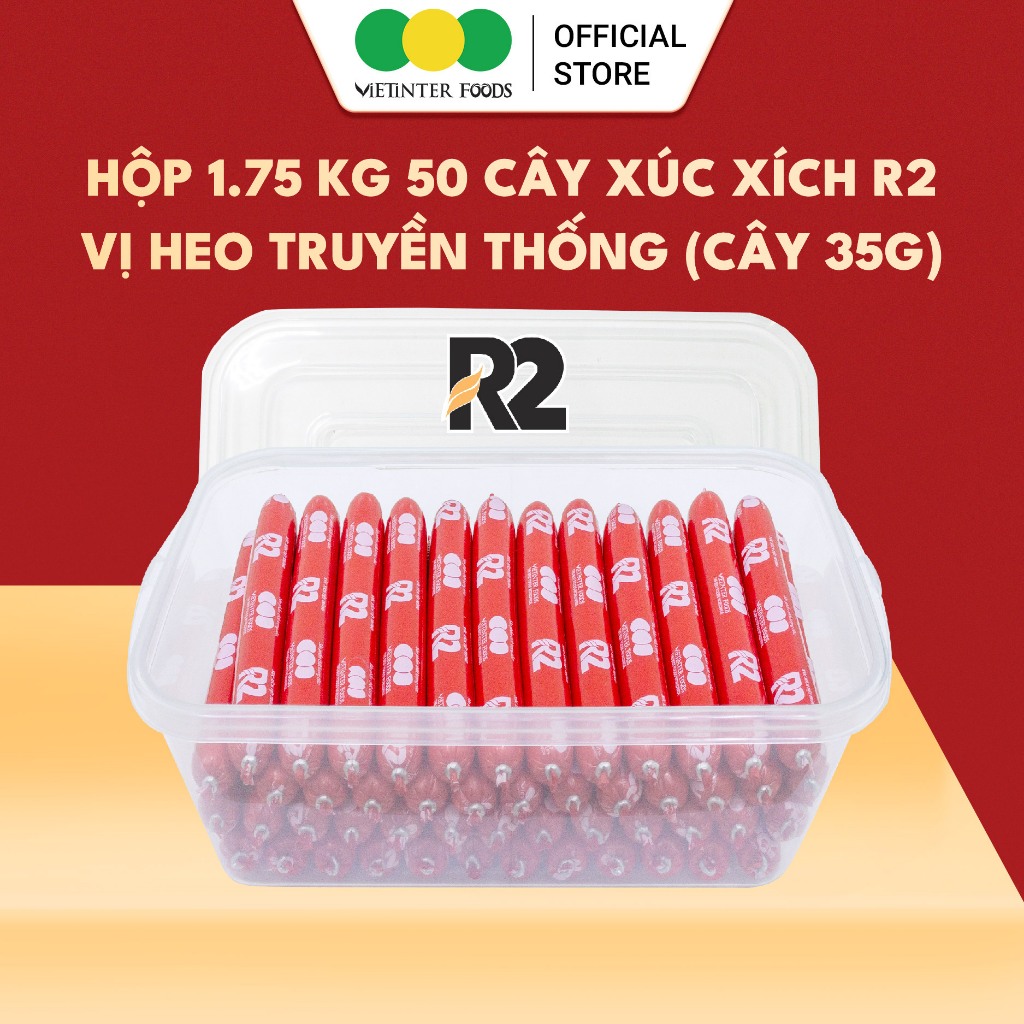 Hộp 50 Cây Xúc Xích Dinh Dưỡng R2 Vietinter Foods (Cây 35g)