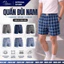 Quần đùi nam có túi mặc nhà VINAFA, quần đùi nam mặc nhà chất liệu Kate kẻ dệt QD25