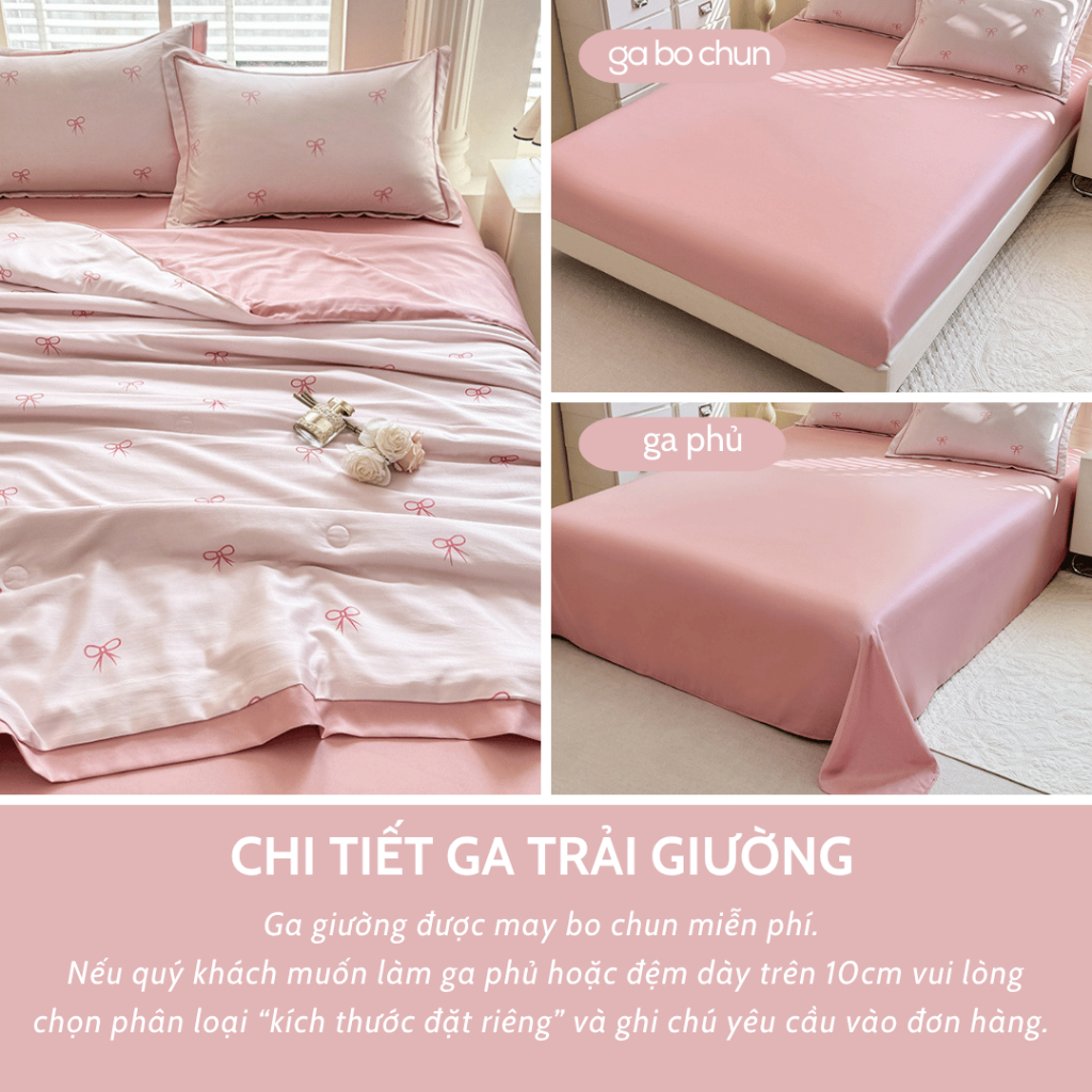 Bộ chăn ga gối Lụa Thái M2T bedding mềm, mịn, mát - gồm chăn hè chần bông, ga giường và 2 vỏ gối nằm