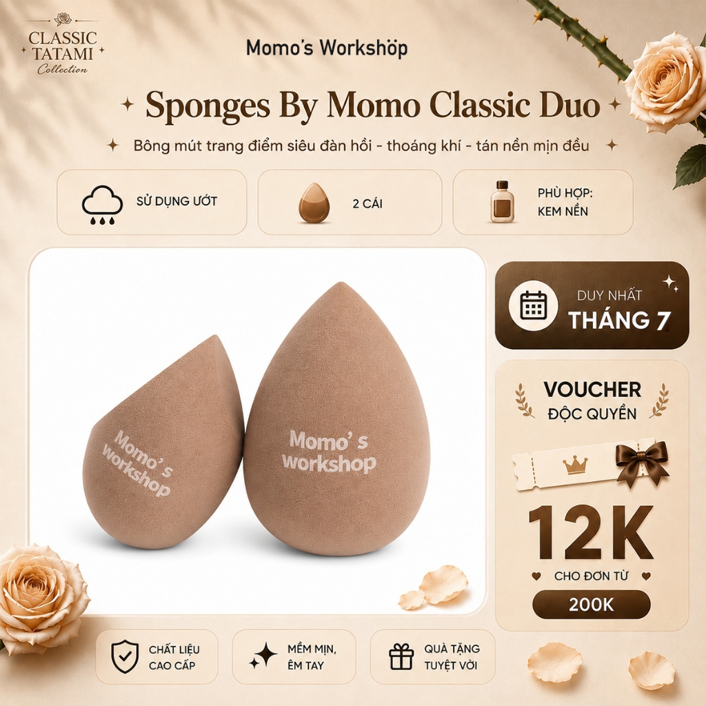 Bông Mút Tán nền Giọt nước Cao Cấp Momo's Workshop Sponges By Momo Classic Duo - Wet Use (2pcs)