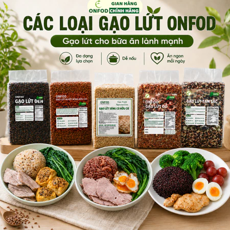 Gạo lứt đen dẻo điện biên, gạo lức huyết rồng, gạo st25, gạo séng cù ONFOD giảm cân eat clean