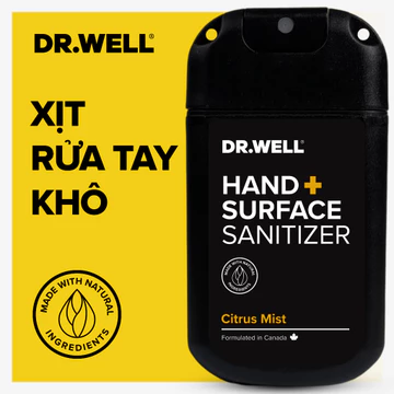 Nước Rửa Tay Khô Dạng Xịt 𝐃𝐑.𝐖𝐄𝐋𝐋 30ml Hương Cam Sả – Khử Khuẩn, Sạch Nhanh, Khô Nhanh, Thơm Mát