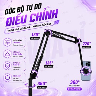 Giá Đỡ Điện Thoại Máy Tính Bảng VUASI S99 Chân Đế Kim Loại Chắc Chắn Cao 1.75m Gập Gọn, Kèm Remote