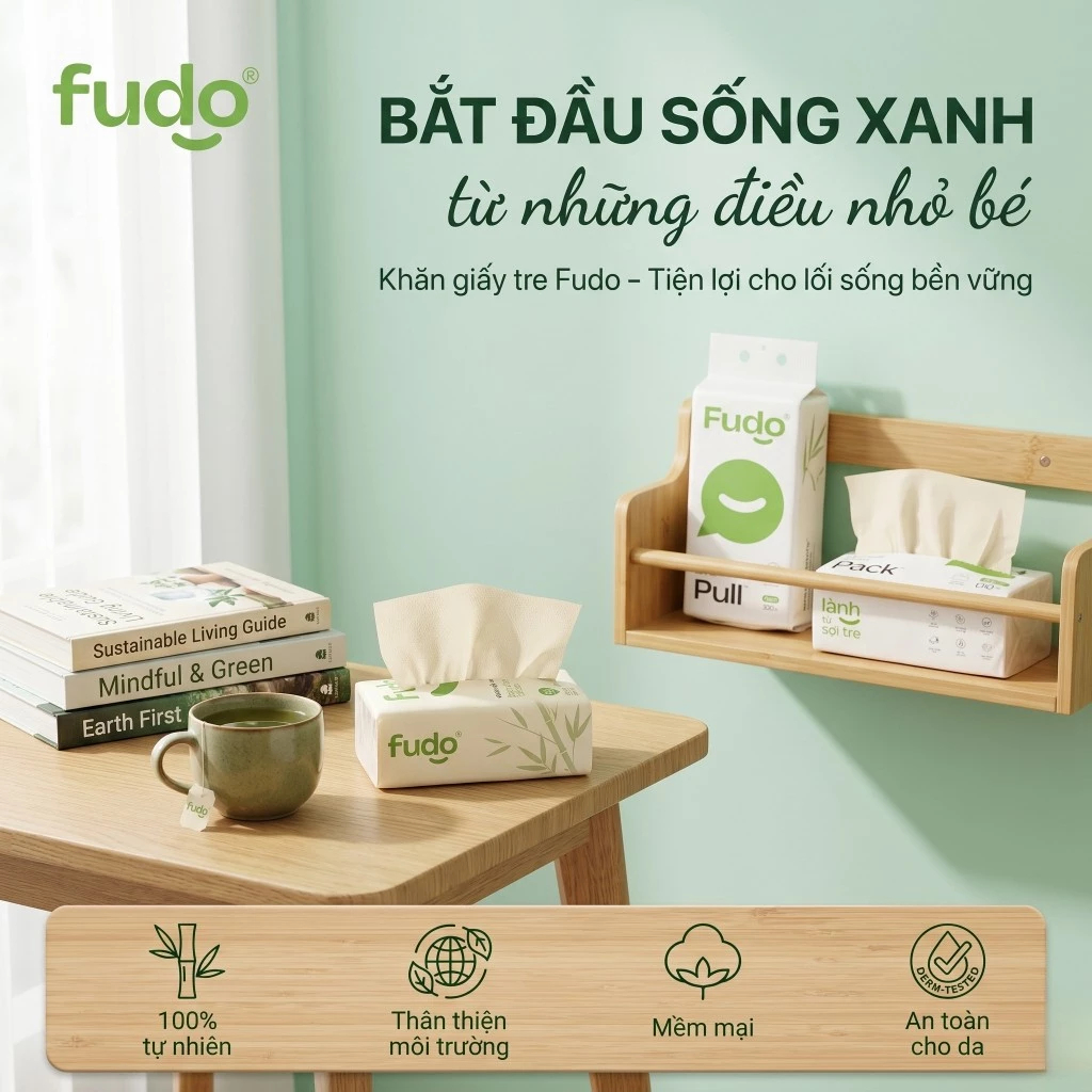 Khăn Giấy Rút Để Bàn từ Sợi Tre FUDO BAMBOO TissuePack