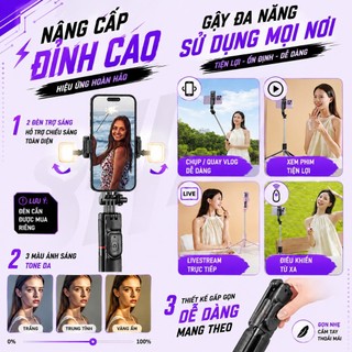 Gậy Chụp Ảnh Cầm Tay Z165-Gậy Chụp Ảnh 3 Chân Điều Khiển Từ Xa Kết Nối Bluetooth, Tặng Kèm Remote