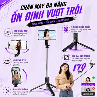 Gậy Chụp Ảnh Cầm Tay Z165-Gậy Chụp Ảnh 3 Chân Điều Khiển Từ Xa Kết Nối Bluetooth, Tặng Kèm Remote