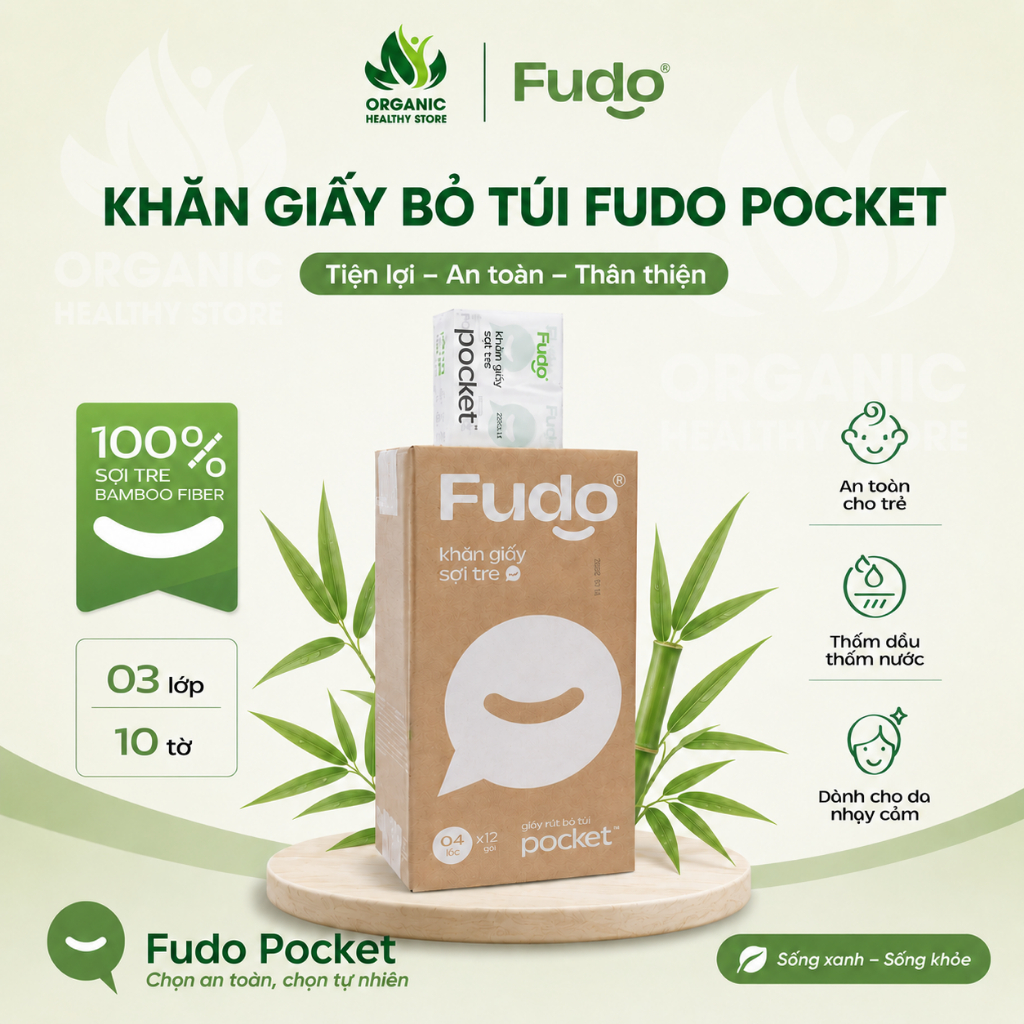 Khăn Giấy Bỏ Túi 100% từ Bột Tre FUDO BAMBOO TissuePocket