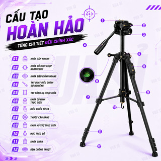 Chân Máy Ảnh, Điện Thoại Đa Năng Cao Cấp VUASI Yunteng 669 Chính Hãng Kèm REMOTE Kết Nối Bluetooth