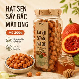 Hũ Hạt Sấy Ăn Vặt Nam Xanh, Sen Sấy Gấc Mật Ong, Sen Loại 1 Đồng Tháp, Sen Sấy Giòn, Hũ 230g