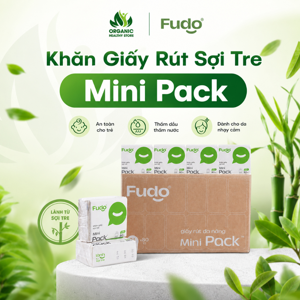 Khăn Giấy Rút Mini từ Sợi Tre FUDO BAMBOO MiniPack