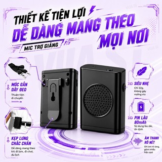MIC TRỢ GIẢNG VUASI MIC THU ÂM KHÔNG DÂY CÀI ÁO KÈM LOA CÓ BLUETOOTH DẠY HỌC T57 THIẾT KẾ NHỎ GỌN
