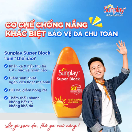 Kem chống nắng Sunplay cực mạnh ngừa đen sạm da hiệu quả dạng sữa Sunplay Super Block SPF 50+ PA++++
