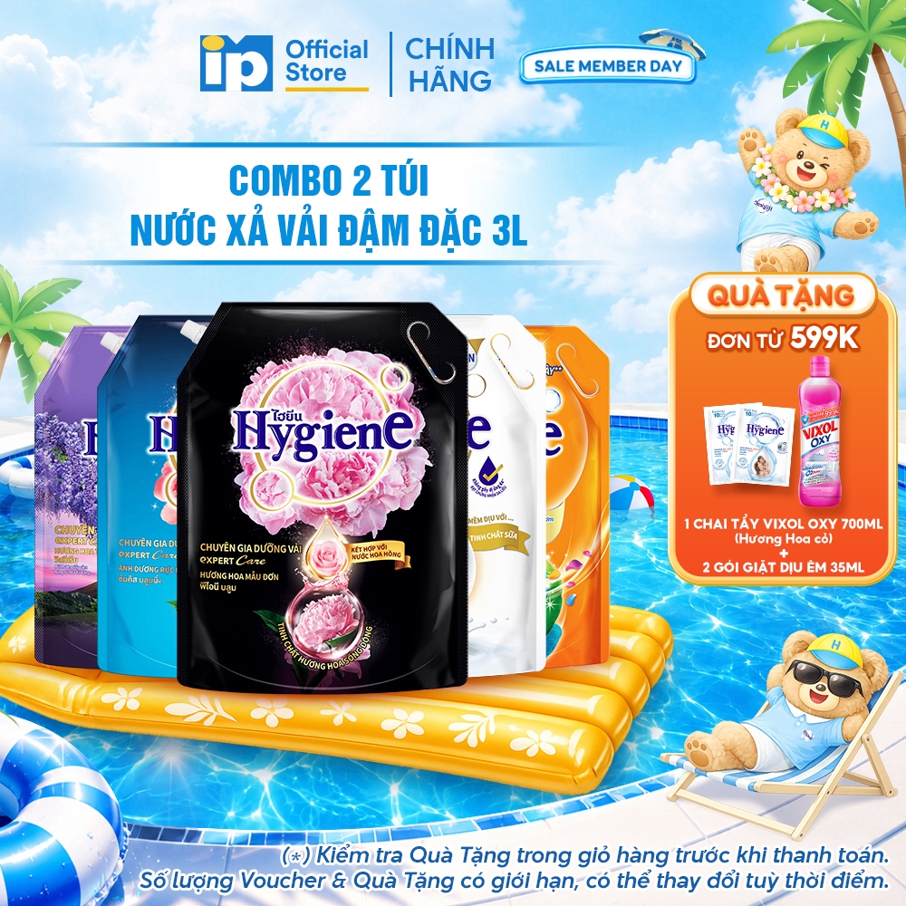 Combo 2 Nước Xả Vải Đậm Đặc Hygiene 3L