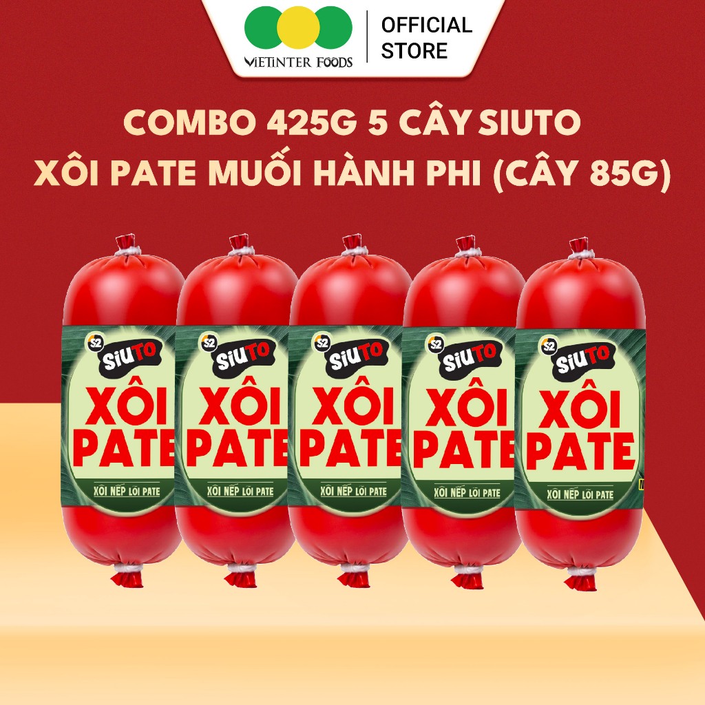 Combo 5 Cây Xôi Pate Muối Rắc Hành Phi Siuto Vietinter Foods (Cây 85g)