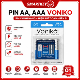 Pin AA, AAA VONIKO USA ALKALINE Chính Hãng, Dung Lượng Cao dùng cho Khóa Cửa Thông Minh