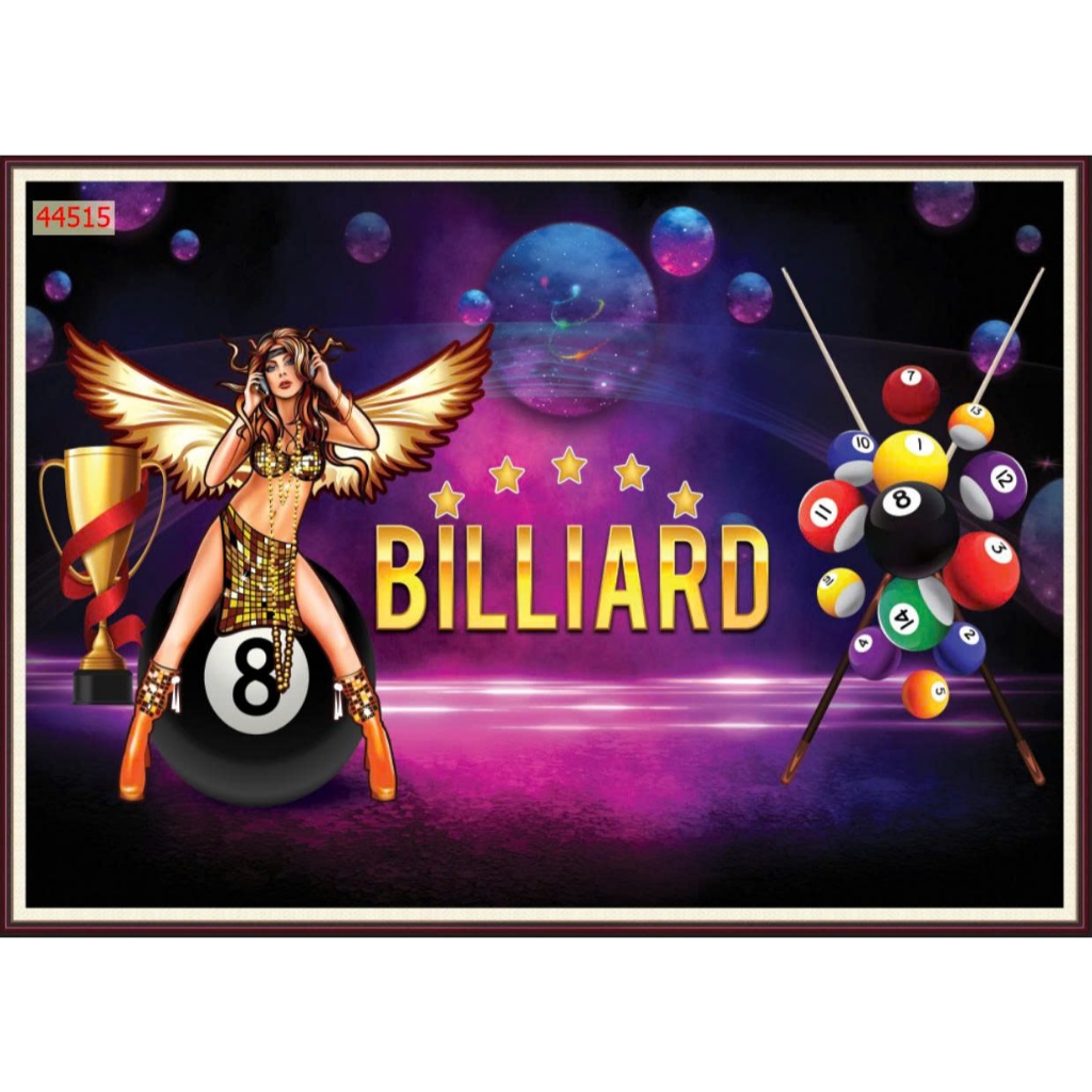 Tranh Vải Lụa 3D dán tường cao cấp chủ đề bi-a(bida) billard nhiều kích thước tặng keo + dụng cụ