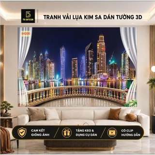 Tranh dán tường 3D khung cửa sổ phong cảnh đẹp, tạo không gian mở