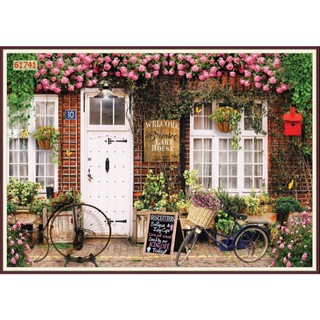 Tranh Quán Cafe, Trà Sữa, Trang Trí Cửa Hàng, giàn hoa ấn tượng