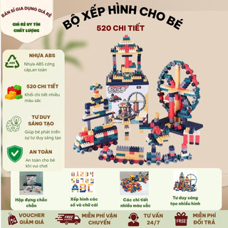 Bộ Đồ Chơi Lắp Ghép Xếp Hình 520 Chi Tiết Nhựa ABS Cao Cấp Cho Bé Phát Triển Tư Duy Sáng Tạo