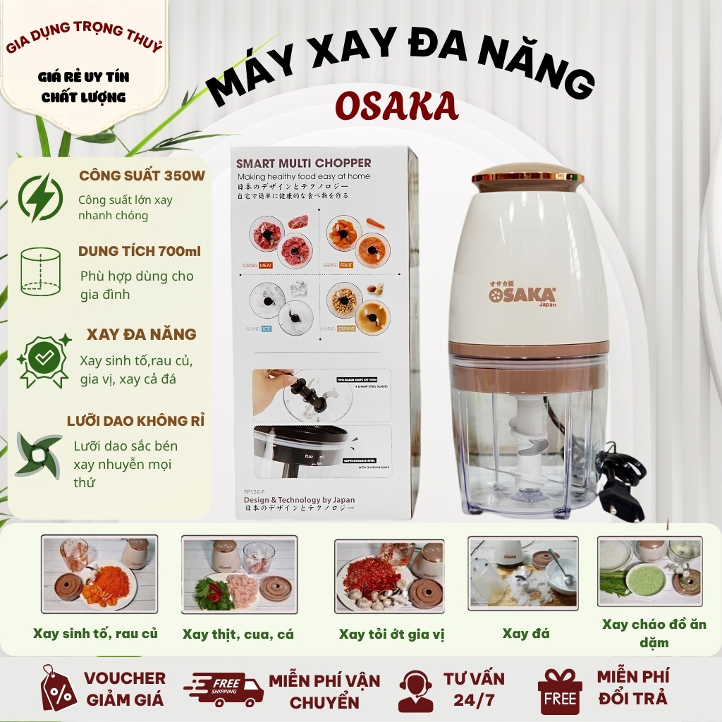 Máy xay OSAKA Nhật Bản, xay sinh tố xay thịt cá xay thực phẩm đa năng công suất 350W