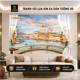 Tranh dán tường 3D khung cửa sổ phong cảnh đẹp, tạo không gian mở