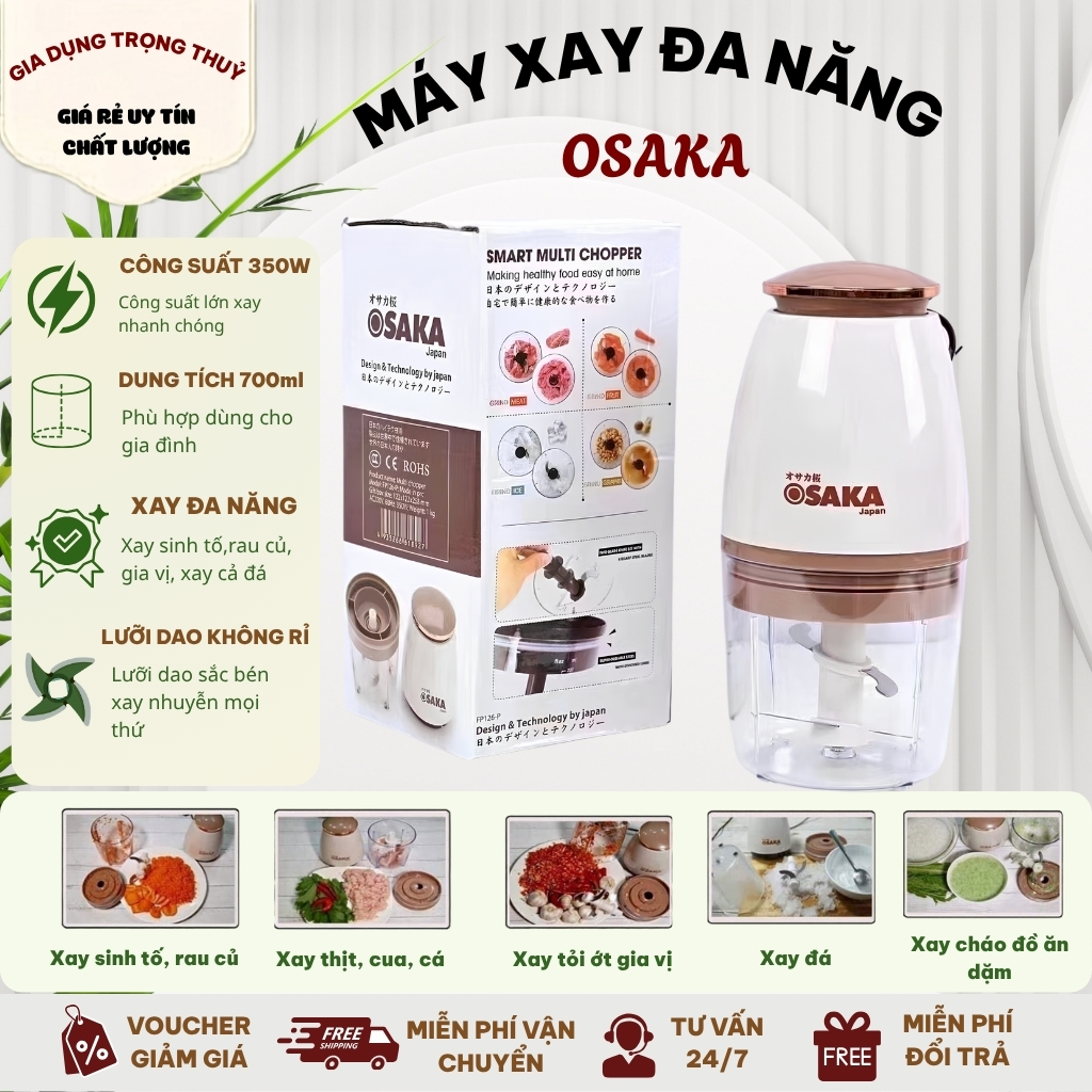 Máy xay OSAKA nắp đồng xay sinh tố xay thực phẩm đa năng siêu khoẻ
