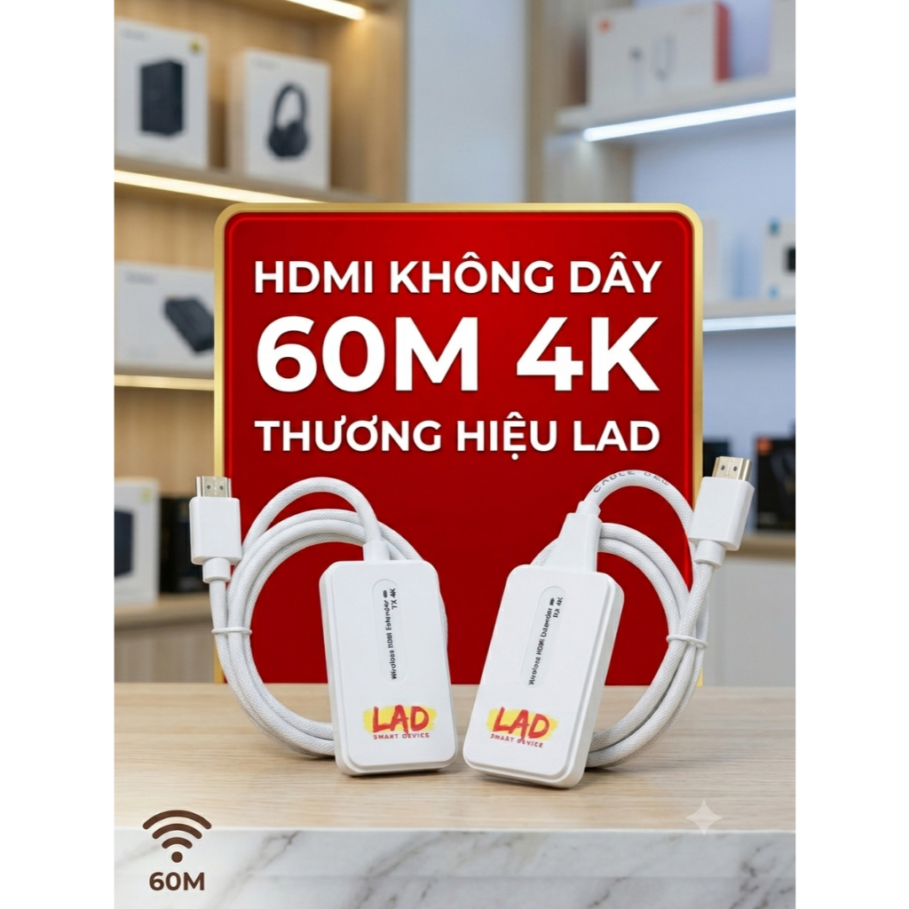 Bộ truyền tín hiệu HDMI không dây 4K 60m cho TV Box, Camera, PC, Laptop và Máy Chiếu
