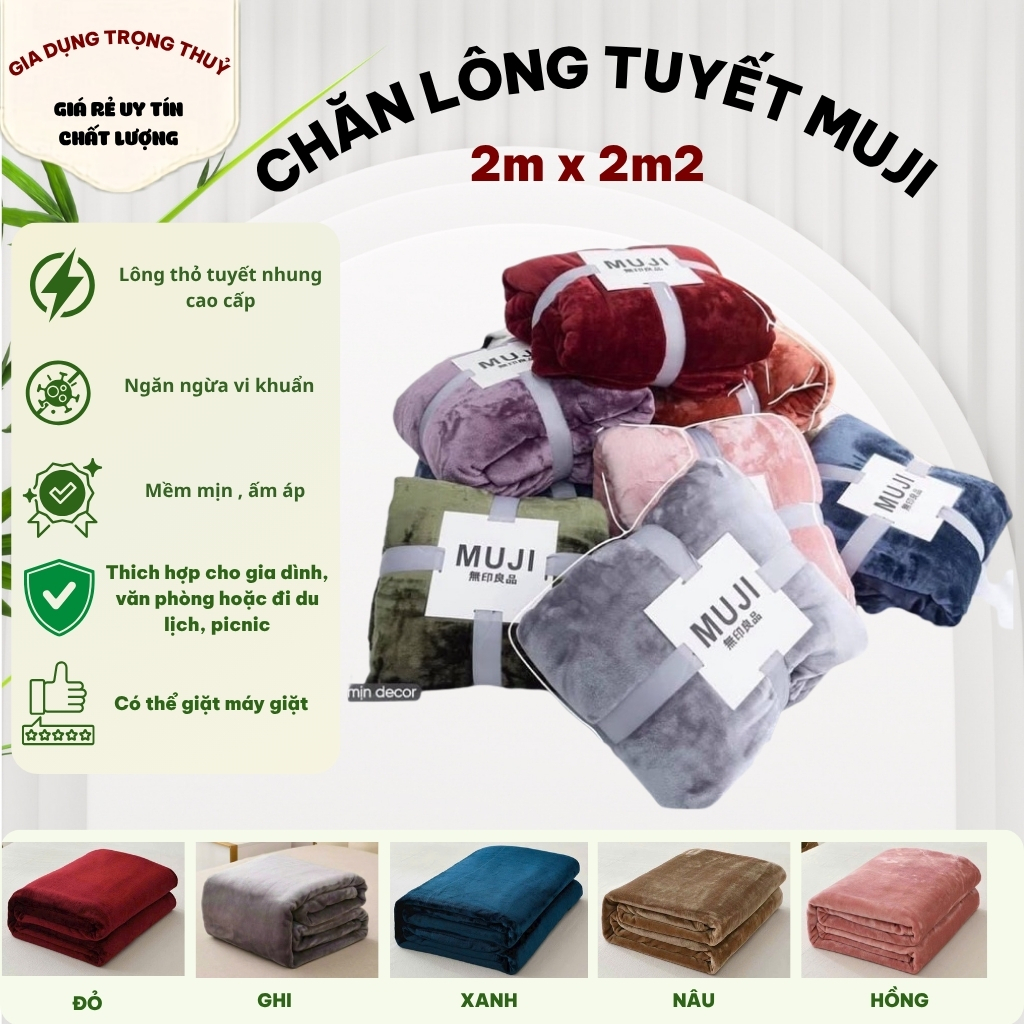 Chăn MUJI lông tuyết mềm mịn siêu ấm hàng cao cấp