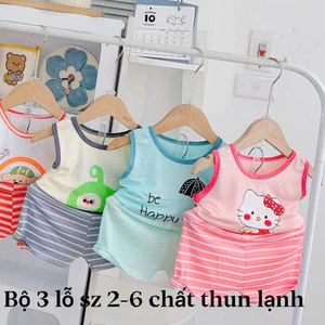 Bộ ba lỗ thun lạnh 6 -16kg, vải mềm mát, co giãn tốt, đồ bộ bé trai bé gái đều đẹp