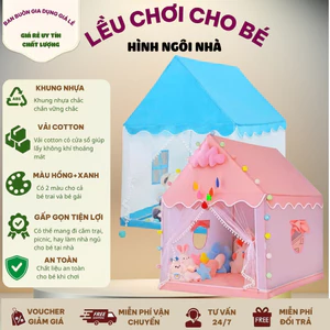Lều Chơi Cho Bé Hình Ngôi Nhà Khung Nhựa Dễ Lắp Ráp Gấp Gọn Tạo Không Gian Riêng Cho Bé