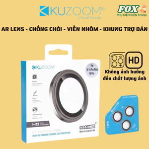 Cường Lực Camera Kuzoom Cho IPhone 12 13 14 15 16 17Promax / Pro / Plus Kính Schott AR Viền Kim Loại