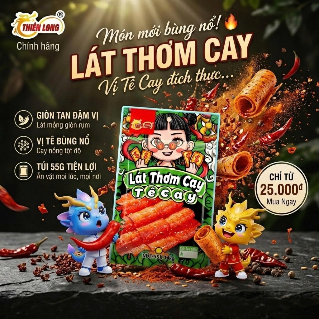 Combo Tuổi Thơ Thiên Long Food Snack Thơm Ngon Hương Vị Tuổi Thơ,que cay cổng trường,ăn vặt tuổi thơ,hương vị tuổi thơ