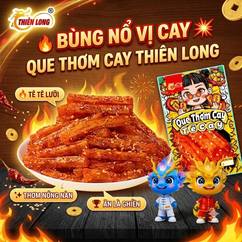 Combo Tuổi Thơ Thiên Long Food Snack Thơm Ngon Hương Vị Tuổi Thơ,que cay cổng trường,ăn vặt tuổi thơ,hương vị tuổi thơ