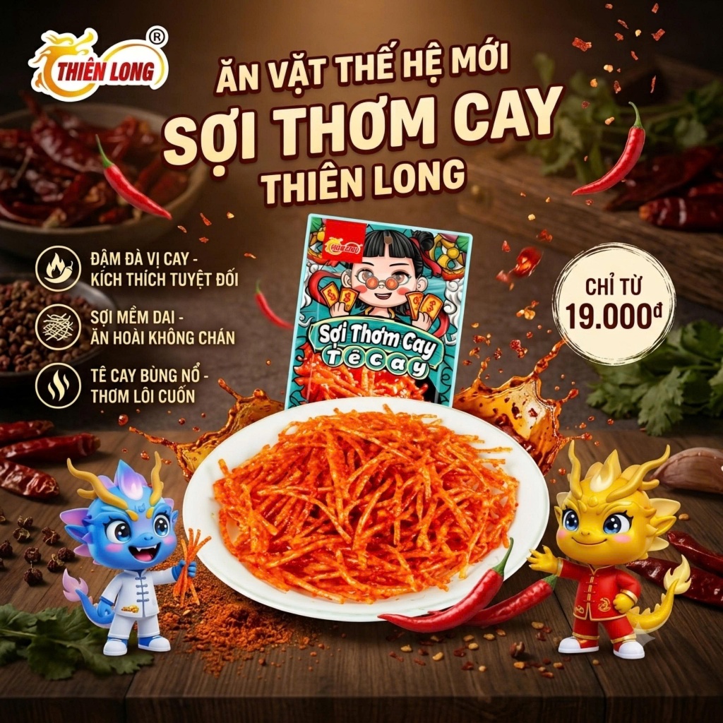 Combo Tuổi Thơ Thiên Long Food Snack Thơm Ngon Hương Vị Tuổi Thơ,que cay cổng trường,ăn vặt tuổi thơ,hương vị tuổi thơ