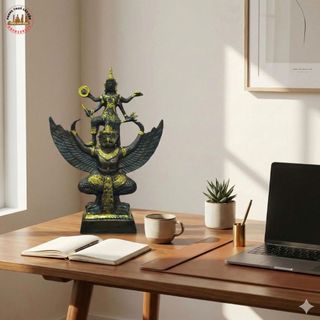 Vật Phẩm Trang Trí Kệ Tủ Tượng Narayana Ngồi Garuda Cao 30cm Quà Tặng Sang Trọng