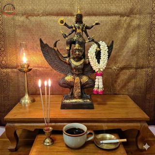 Vật Phẩm Trang Trí Kệ Tủ Tượng Narayana Ngồi Garuda Cao 30cm Quà Tặng Sang Trọng