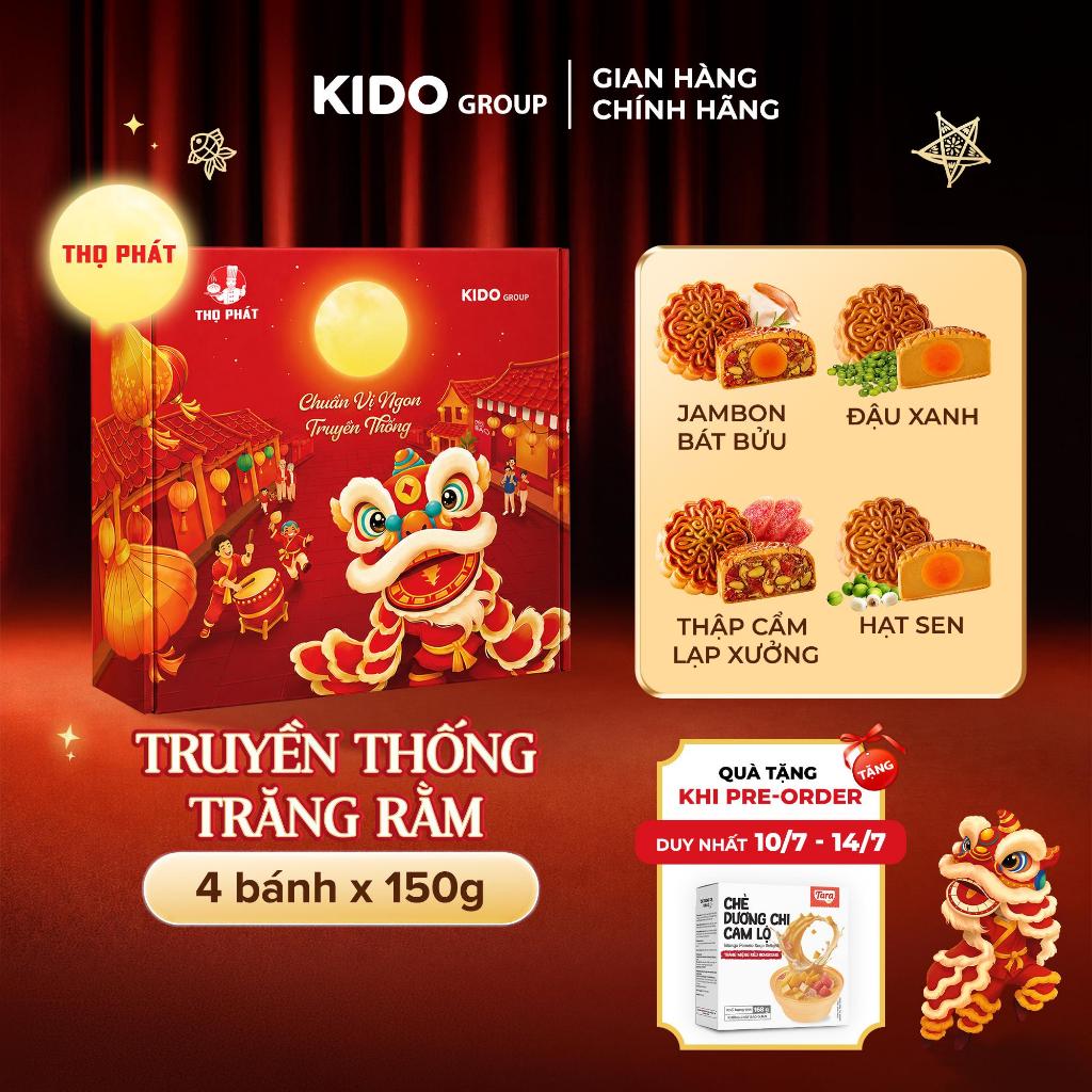 [ĐỘC QUYỀN SHOPEE] Bánh Trung Thu THỌ PHÁT - Combo Truyền Thống Trăng Rằm gồm 4 Bánh loại 1 trứng 150g - Kido Group