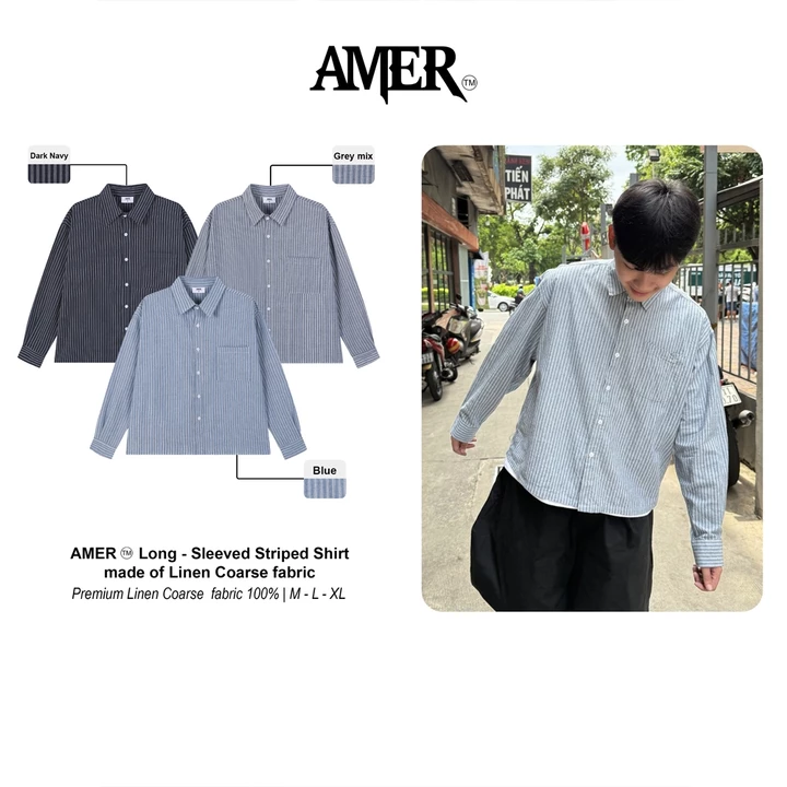 Áo Sơ Mi Nam Nữ Dài Tay Form Boxy Fit Kẻ Sọc Local Brand AMER vải Linen Thô Nhẹ, Thoáng Mát - AM06