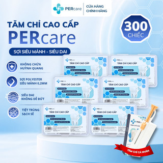 [Combo 6 TẶNG 1] Tăm Chỉ Nha Khoa PERcare Cao Cấp Sợi Mảnh Tiệt Trùng Không Chứa Huỳnh Quang 50 chiếc Made in Việt Nam