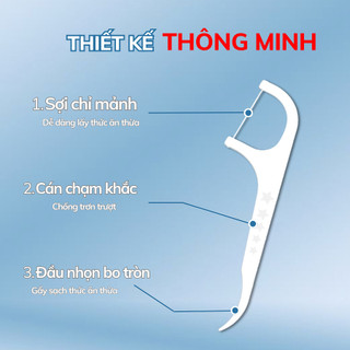 Tăm Chỉ Cao Cấp PERcare Sợi Mảnh Tiệt Trùng Vệ Sinh Kẽ Răng An Toàn Không chứa Huỳnh Quang 50 chiếc Made in Việt
